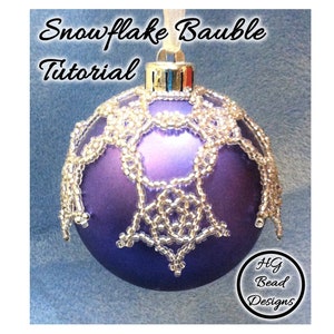 Beaded Bauble Cover Tutorial Pattern - Snowflake