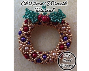 Beaded Christmas Wreath Ornament Tutorial Pattern