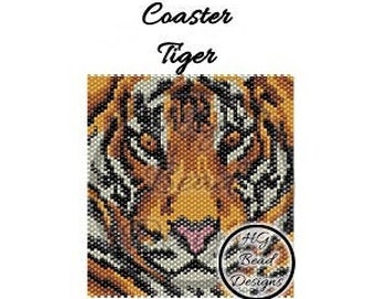 Beaded Peyote Coaster Pattern Tutorial - Tiger