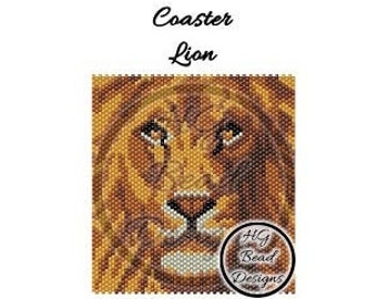 Beaded Peyote Coaster Pattern Tutorial - Lion