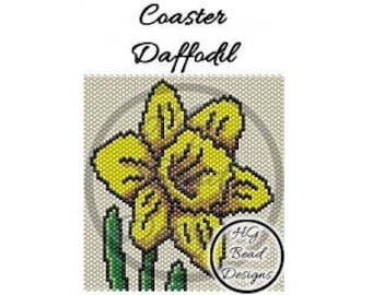 Beaded Peyote Coaster Pattern Tutorial - Daffodil