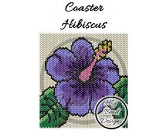 Beaded Peyote Coaster Pattern Tutorial - Hibiscus