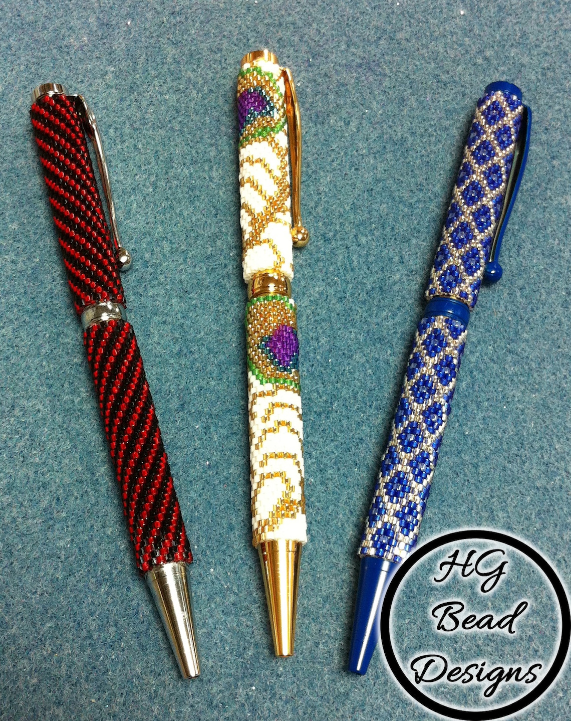 Beaded Peyote Pen Pattern Tutorial Diagonal Stripes Etsy