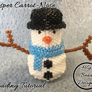 Jasper Snowman Peyote Beaded Ornament Pattern Tutorial