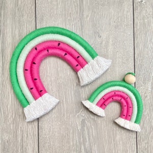 Decoración de sandía / Colgante de pared de sandía en macramé / Accesorio colgante de sandía para automóvil / Colgante de pared de sandía para habitación de bebé