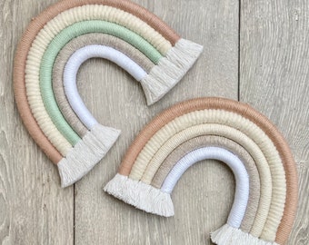 Large Macrame Rainbow Wall Hanging / New Baby Gift / Neutral Decor / Baby Shower Gift / Nursery Decor Rainbow Hanging / Nursery Wall Hanging