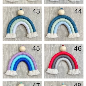 Rainbow Macrame Car Mirror Hanger / Car Charm / Essential Oil Diffuser / Hanging Car Accessory / Nursery Wall Hanging / Rainbow Macrame image 8