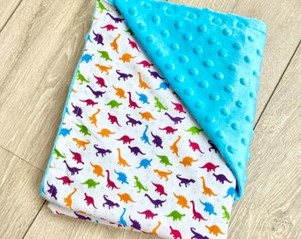 Baby Dinosaur Blanket / Dinosaur Nursery Decor / Nursery Cot Blanket / Blue Dinosaur Blanket / Baby Shower Gift / Baby Fleece Blanket