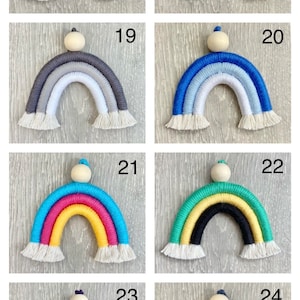 Rainbow Macrame Car Mirror Hanger / Car Charm / Essential Oil Diffuser / Hanging Car Accessory / Nursery Wall Hanging / Rainbow Macrame image 5