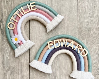 Personalised Name Rainbow Wall Hanging / New Baby / Custom Baby Shower Gift / Macrame / Nursery Decor Rainbow Hanging / Nursery Wall Hanging