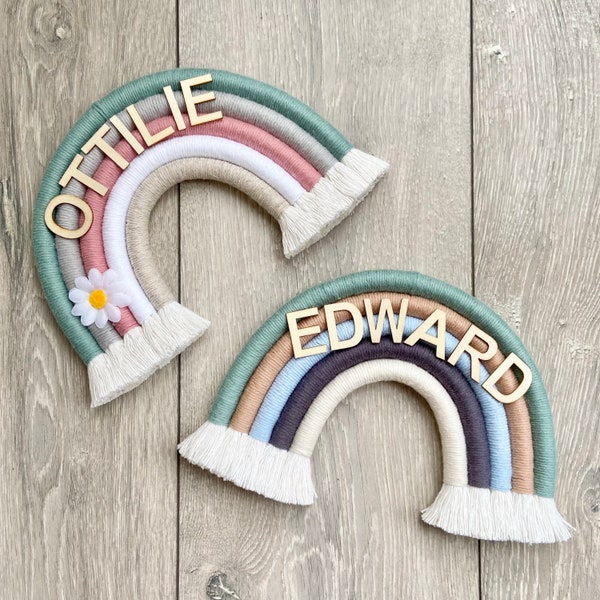 Personalised Name Rainbow Wall Hanging / New Baby / Custom Baby Shower Gift / Macrame / Nursery Decor Rainbow Hanging / Nursery Wall Hanging