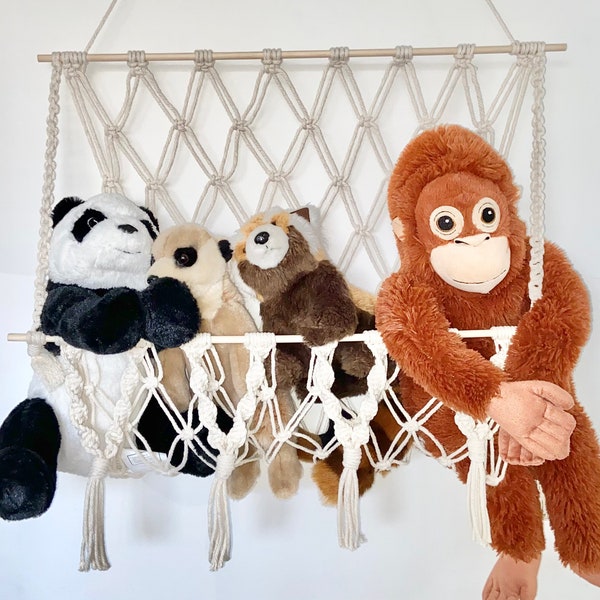 Nounours en macramé / Rangement pour jouets / Hamac pour jouet / Hamac en macramé / Rangement pour jouets suspendu / Rangement pour peluches / Hamac de rangement pour chambre d'enfant