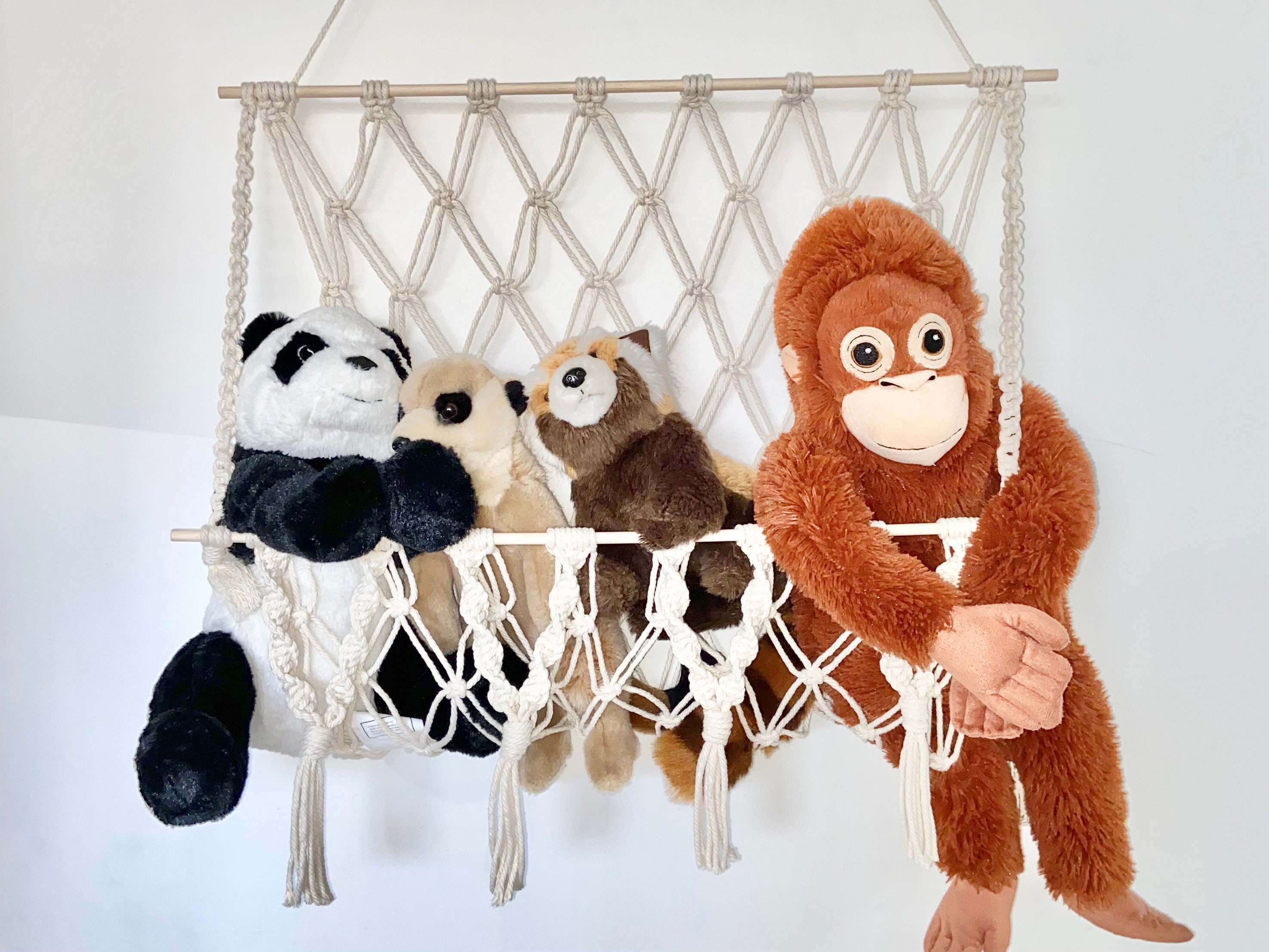 Hamac en maille pour animaux en peluche, filet de rangement pour jouets en  peluche, filet à suspendre avec crochets pour jouets en peluche, décoration  de chambre à coucher (comme illustré) : 