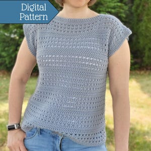 Crochet Pattern: Easy Panel Top in Sizes XS-5X (Rustic Summer Tee - PDF Download)