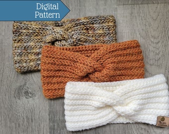 Crochet Headband Pattern, Quick and Easy Ribbed Ear Warmer Pattern for Children and Adults, Riptide Headband, Downloadable + Printable PDF