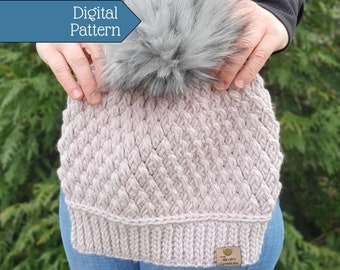 Crochet Pattern: Textured Winter Hat in 5 Sizes (Gemstone Beanie - PDF Download)