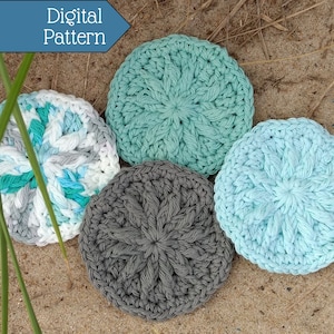Crochet Pattern: Reusable Cotton Round Scrubby (Sunstar Scrubbie - PDF Download)