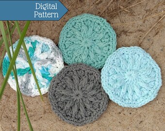 Crochet Pattern: Reusable Cotton Round Scrubby (Sunstar Scrubbie - PDF Download)
