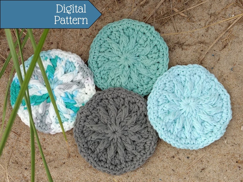 Crochet Pattern: Reusable Cotton Round Scrubby (Sunstar Scrubbie - PDF Download) image 1