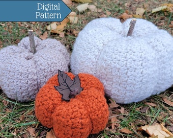 Crochet Pattern: Easy Fall Decor, Includes 3 Sizes (Driftwood Pumpkins - PDF Download)