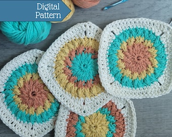 Granny Square Crochet Pattern (Garden Party Square Motif - PDF Download)