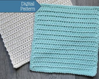 Crochet Pattern: Easy Dishcloth for Kitchen or Bathroom (Inlet Washcloth - PDF Download)