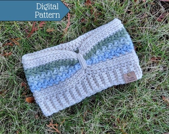 CROCHET PATTERN, Sea Glass Headwrap, Crochet Headband Pattern, Ear Warmer Pattern, Quick and Easy Crochet Pattern for Women