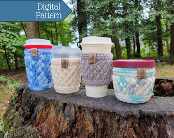 Cup Cozy Crochet Pattern, Fits Hot & Iced Coffee Cups + Ice Cream Pints, Gemstone Cup Cozie Bundle, Downloadable + Printable PDF