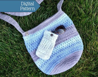 CROCHET BAG PATTERN, Star-Crossed Crossbody Bag & Sunglasses Case Pattern, Instructions for Market Bag, Crochet Tote Bag, Beach Satchel