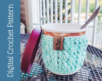 PATTERN | Bonfire Ice Cream Pint Cozie | Digital | PDF | Crochet Pattern | Ice Cream Pint | Crochet Cup Sleeve