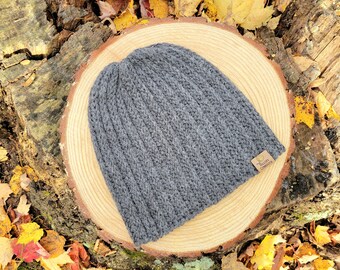 Ready to Ship, Riptide Beanie, Superwash Wool Hat, Winter Hat for Women, Ribbed Beanie, Warm Cozy Hat, Slouchy Hat