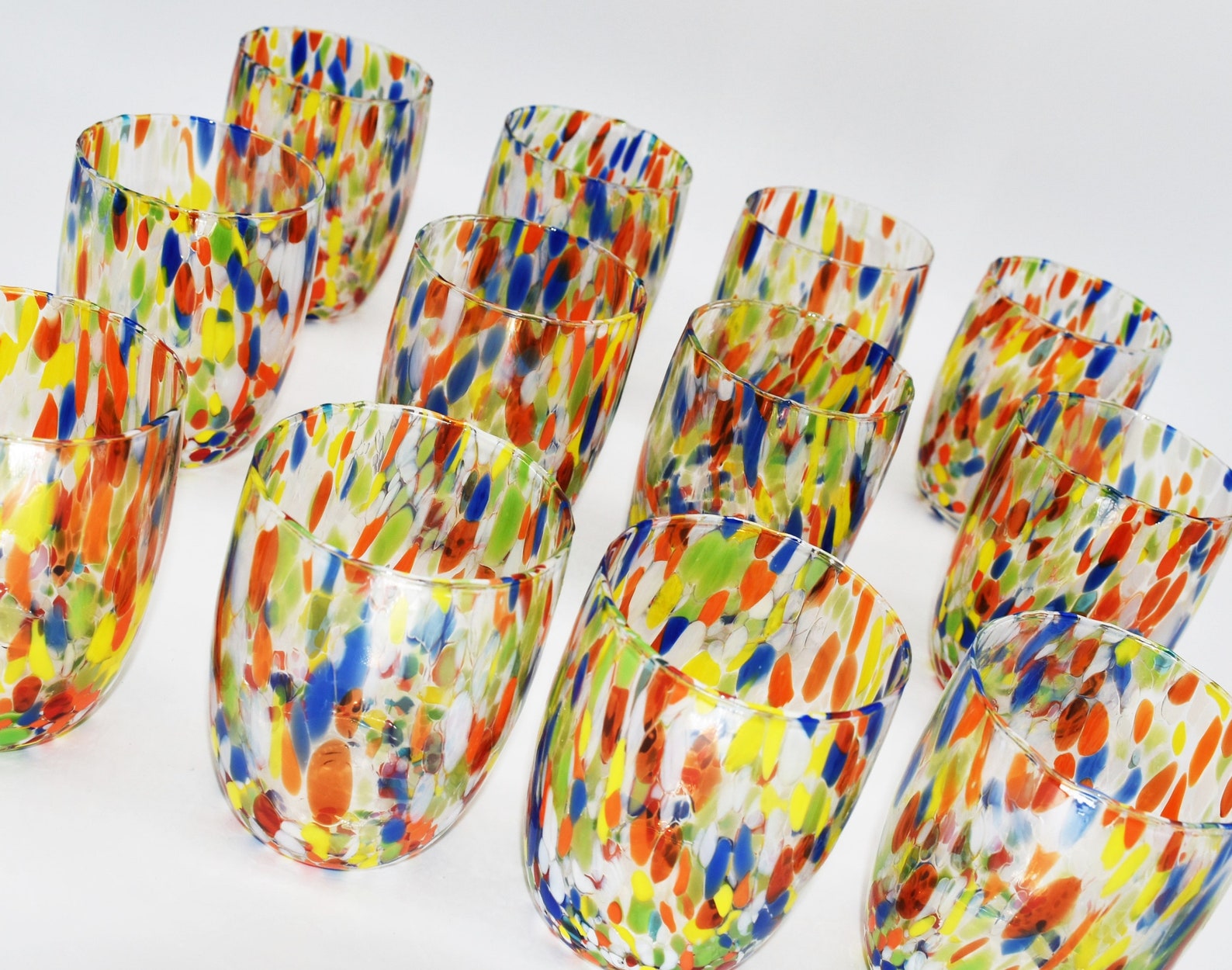 Murano Glasses Set 12 Piece Multicolor Glasses Set Murano Etsy