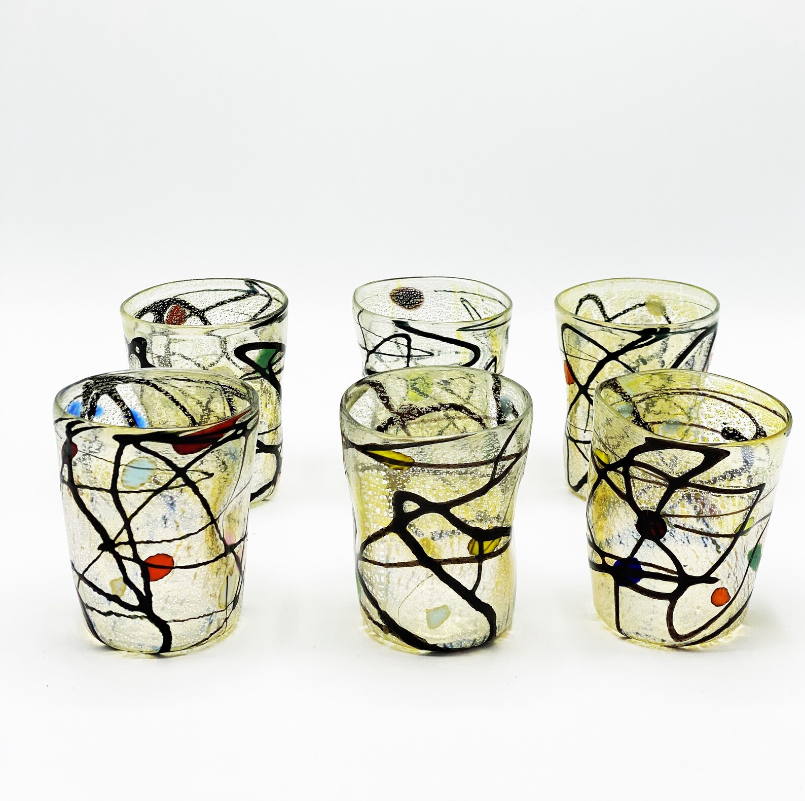 Murano Glass Drink Glasses Set 6 Pieces Colored Glasses Etsy