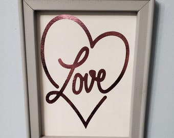 Love Heart Reverse Canvas Wall Sign
