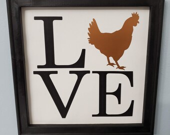 Chicken Love Reverse Canvas Sign