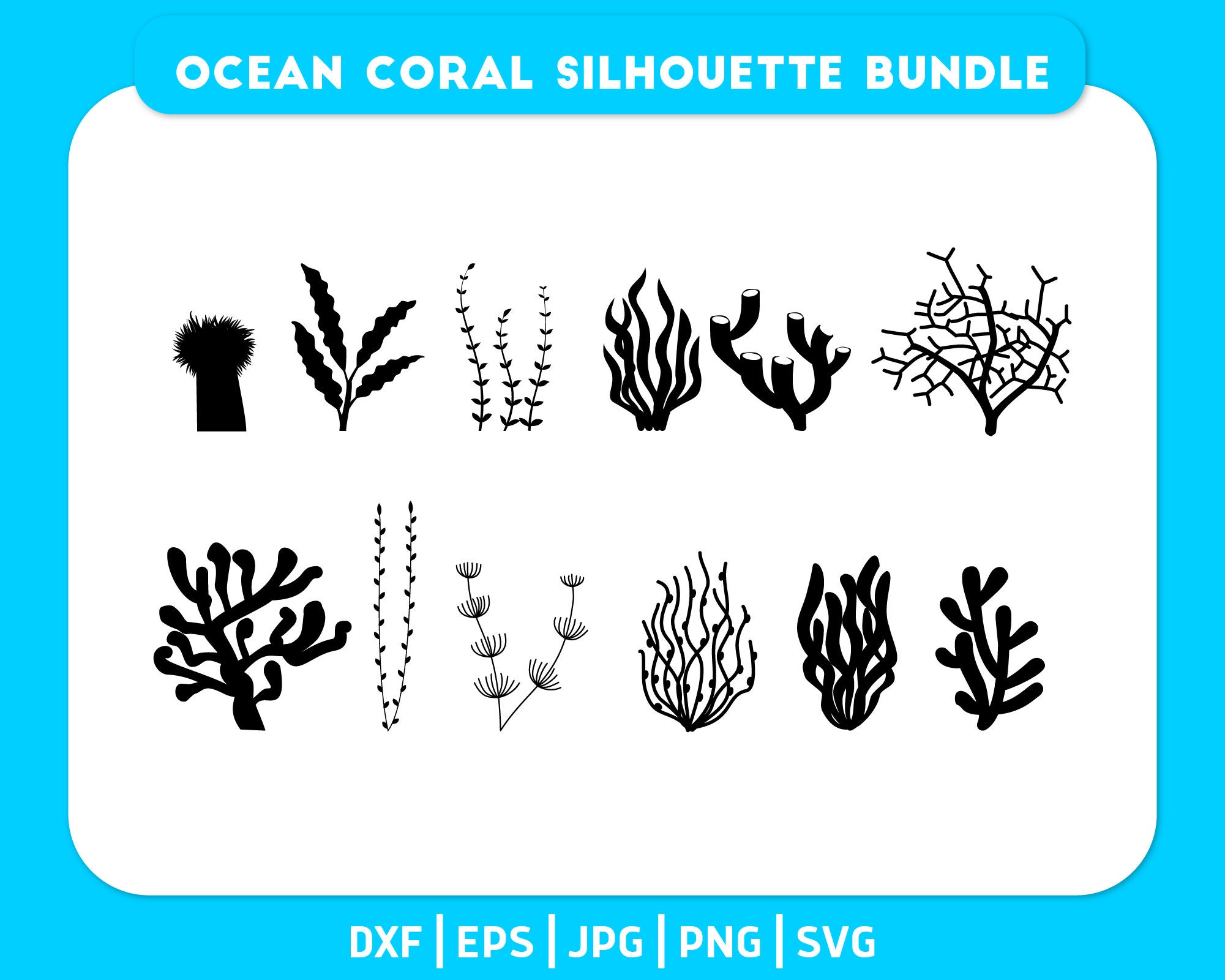 NAUTICAL Ocean Scene SVG. Underwater Silhouette Cricut. Animal Etsy