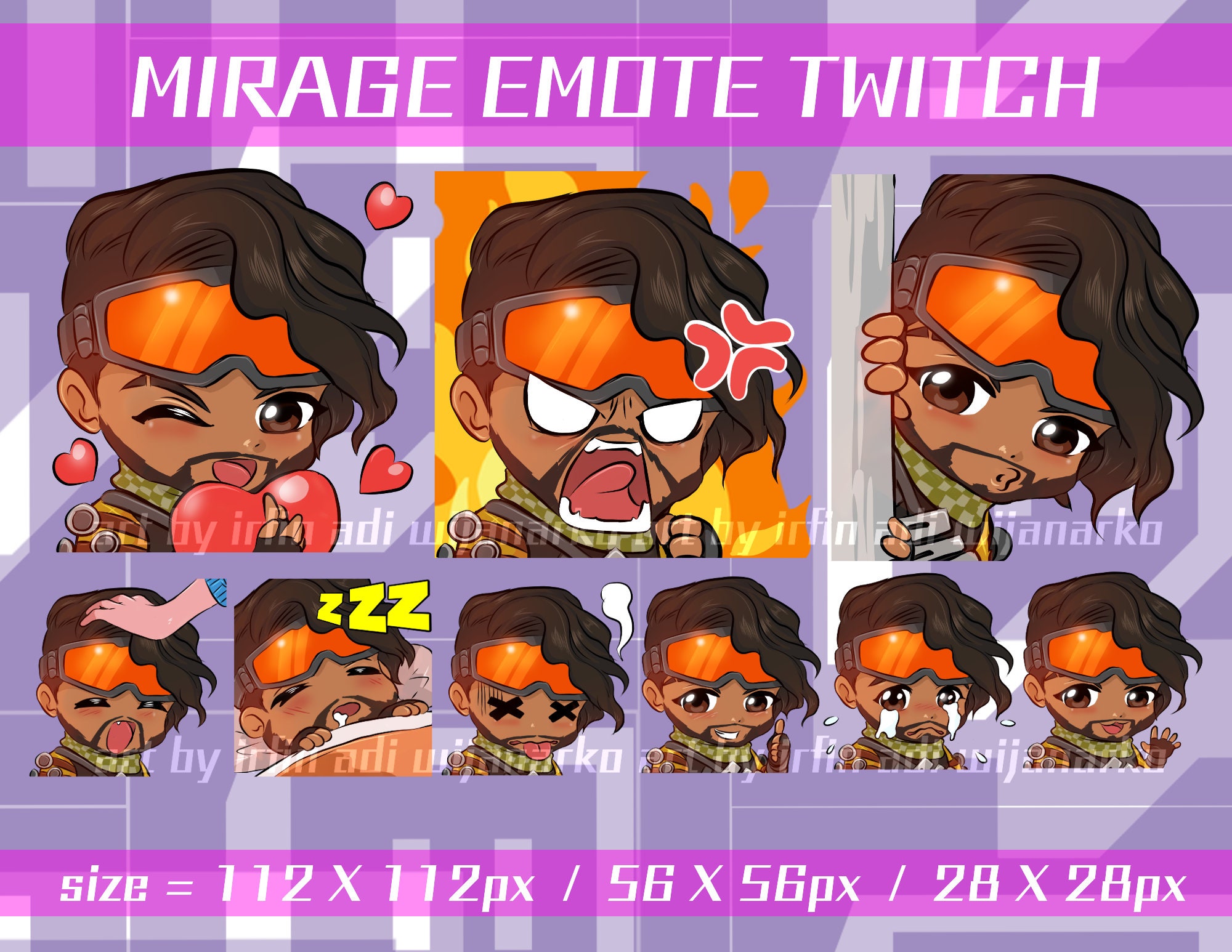 Apex Legends Twitch Emotes Pack Mirage Apex Legends Twitch Etsy