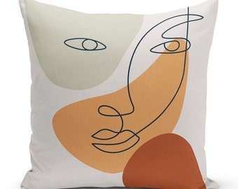 Abstract Woman Line Art Cushion Cover, Modern Minimalist Pillow Case