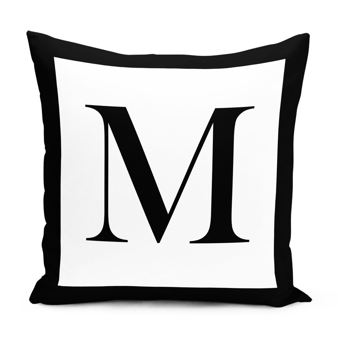 Letter M and W, Black and White, Digital Print Letter Cushion Cover