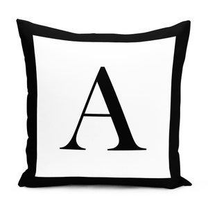 Letra A, Preto e Branco, Impressão Digital, Capa de Carta, Almofada de Carta, Almofada de Carta, Capa de Almofada de Carta Reino Unido, 43*43 cm, Carta Moderna, Reino Unido.