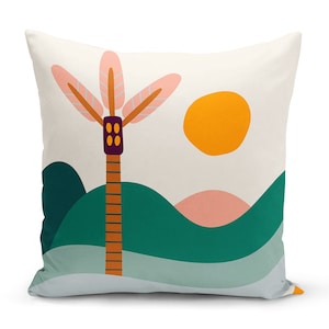 Impresión digital, funda de cojín, estampado de palmeras, funda para interior y exterior, funda de almohada Reino Unido, diseño de hogar Reino Unido, arte contemporáneo, hogar moderno, 43*43 cm.