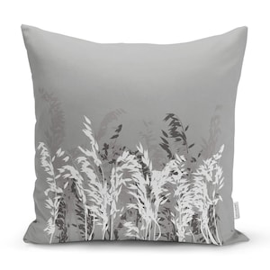 Grey Indoor Outdoor Decorative Pillow for Modern Home Decoration, Both Side Print Rustic White Flower Square Cushion Cover, Unique Design.