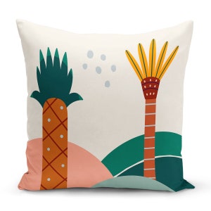 Impresión digital, funda de cojín, estampado de palmeras, funda para interior y exterior, funda de almohada Reino Unido, diseño de hogar Reino Unido, arte contemporáneo, hogar moderno, 43*43 cm.