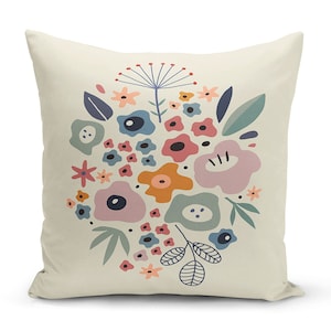 Multi Floral Flower Design Cushion Cover, Multicolored Both Side Print 43*43 Cm Pillow Case, Modern Stylish Living Room Decoration Ideas.