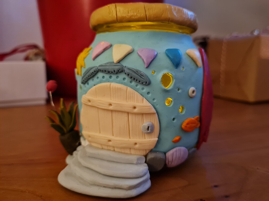 Personalised Polymer clay jars/ tea light holder Etsy