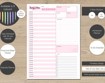 student homework diary Printable Daily Planner Page, Daily Plan, Printable Diary, Daily Homework Planner, Homework Plan Printable