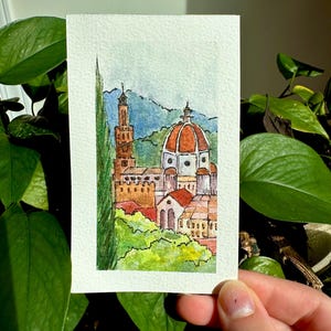 Mini acquerelli ORIGINALI, dipinti di paesaggi europei, arte fatta a mano/decorazioni naturalistiche/miniature/Italia/Parigi/viaggi/regalo/Islanda