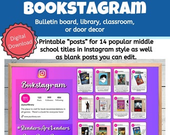 Bookstagram Bulletin Board Set | Library Decor | Classroom Decor | Door Decor