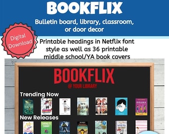 Bookflix Bulletin Board Set | Library Decor | Classroom Decor | Door Decor | Printable