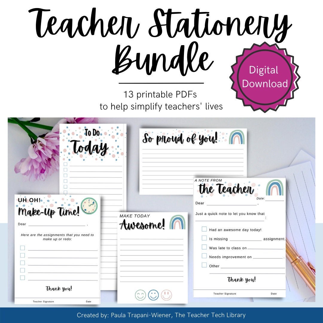 Printable Teacher Stationery--printable Notes From the Teacher to Help ...